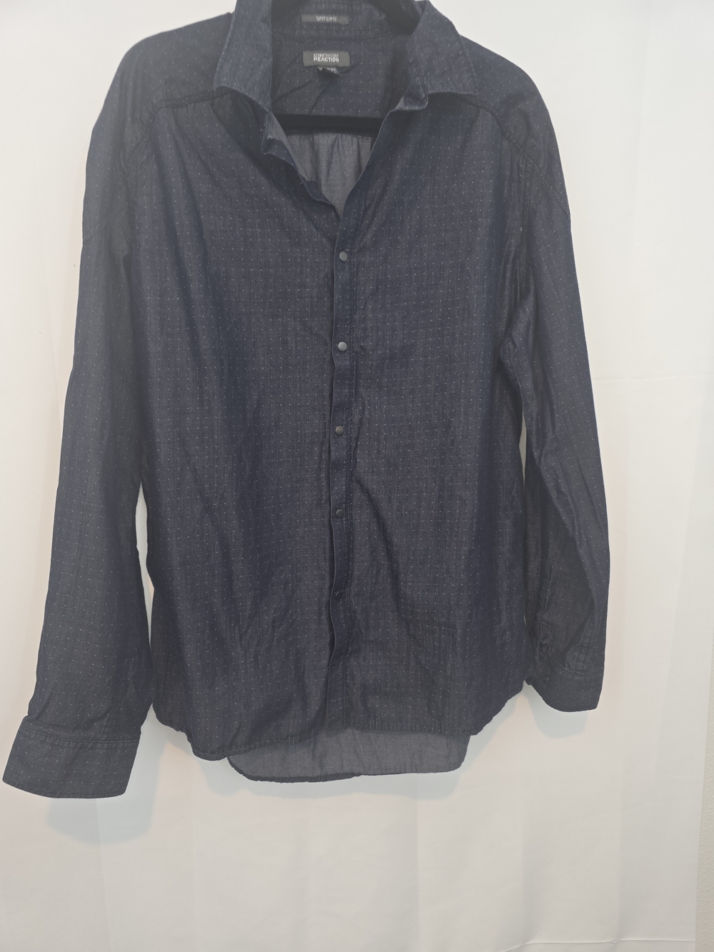 Kenneth Cole Reaction Dress Shirt Size XL Super Slim Fit Dot Long Sleeve